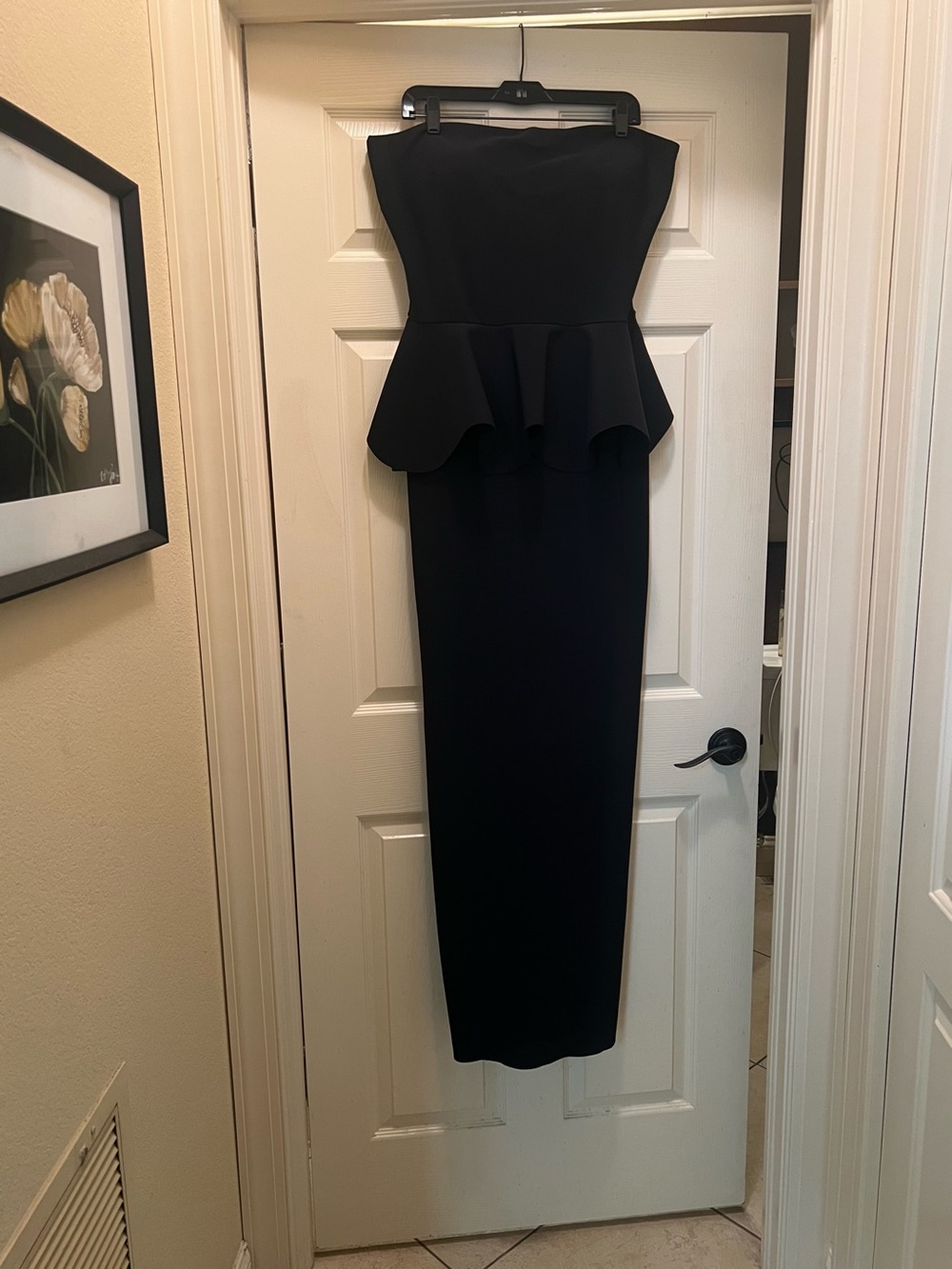 Chiara Boni Elegant Black Strapless Peplum Evening Dress